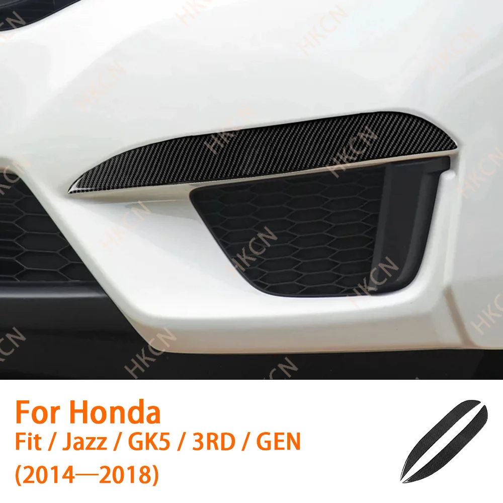 

Carbon Fiber Fog Lifht Eyelid Eyebrow Panel Car Accessories Exterior Cover Trim Sticker For Honda Fit Jazz GK5 3RD GEN 2014—2018