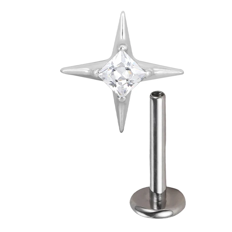 Titanium Ear Studs Piercing Half Sun and Star Lip Stud Earrings
