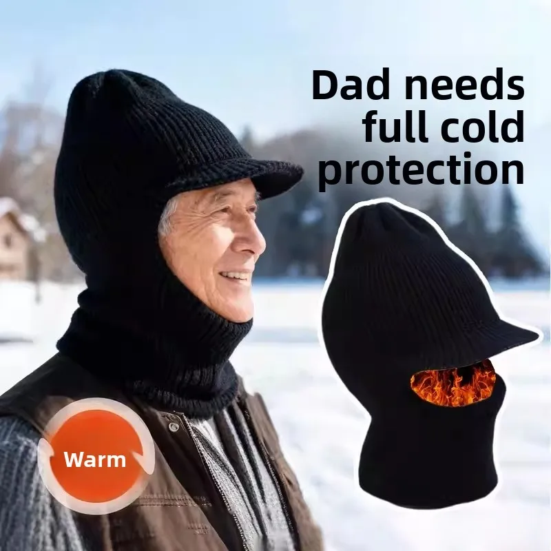 

Теплая вязаная шапка с тигровым принтом для мужчин среднего и старшего возраста, зимняя, с защитой ушей, высокая, регулируемая, тонкая.