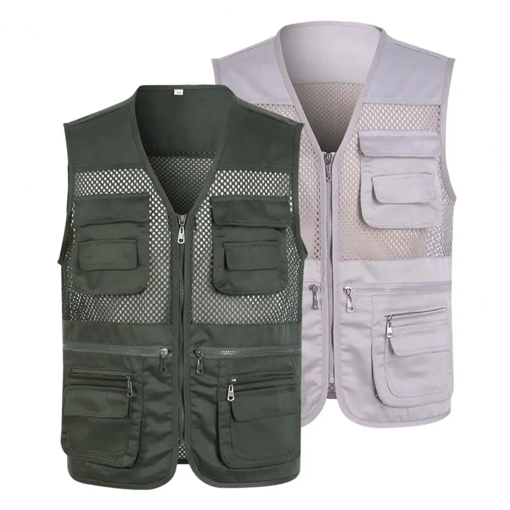 Popular Fishing Vest Male Sleeveless Spring Summer Loose Pure Color Waistcoat  Fishing Jacket All Match