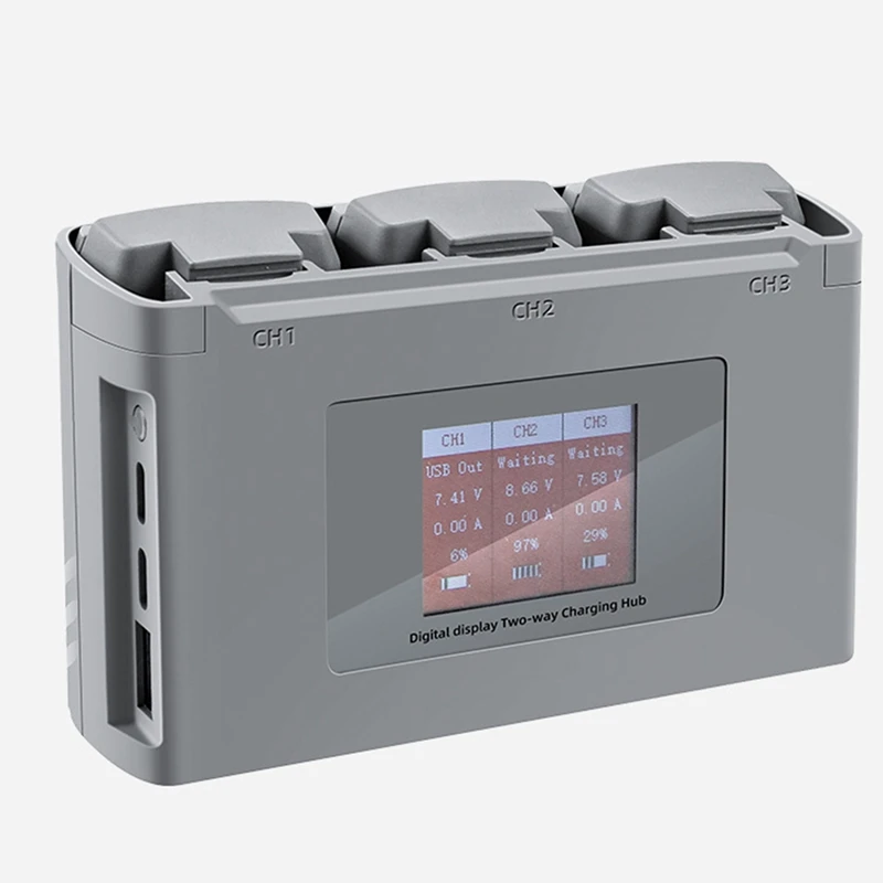 อุปกรณ์เสริมโดรนแบตเตอรี่โดรนหน้าจอมีสีสันหน้าจอดิจิตอลฮับชาร์จสองทางที่ชาร์จแบตเตอรี่ USB DJI Mini SE