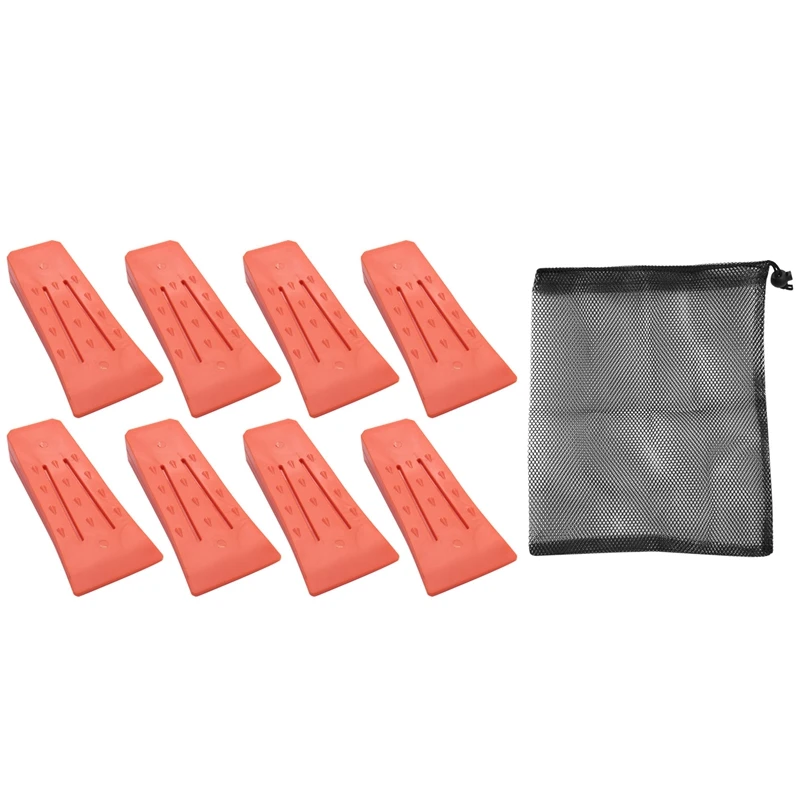 

8 Pieces 5.5 Inch Tree Felling Wedges Spiked Wedge Plastic Wedge Logging Tool With Storage Bag For Tree Cutting Bucking