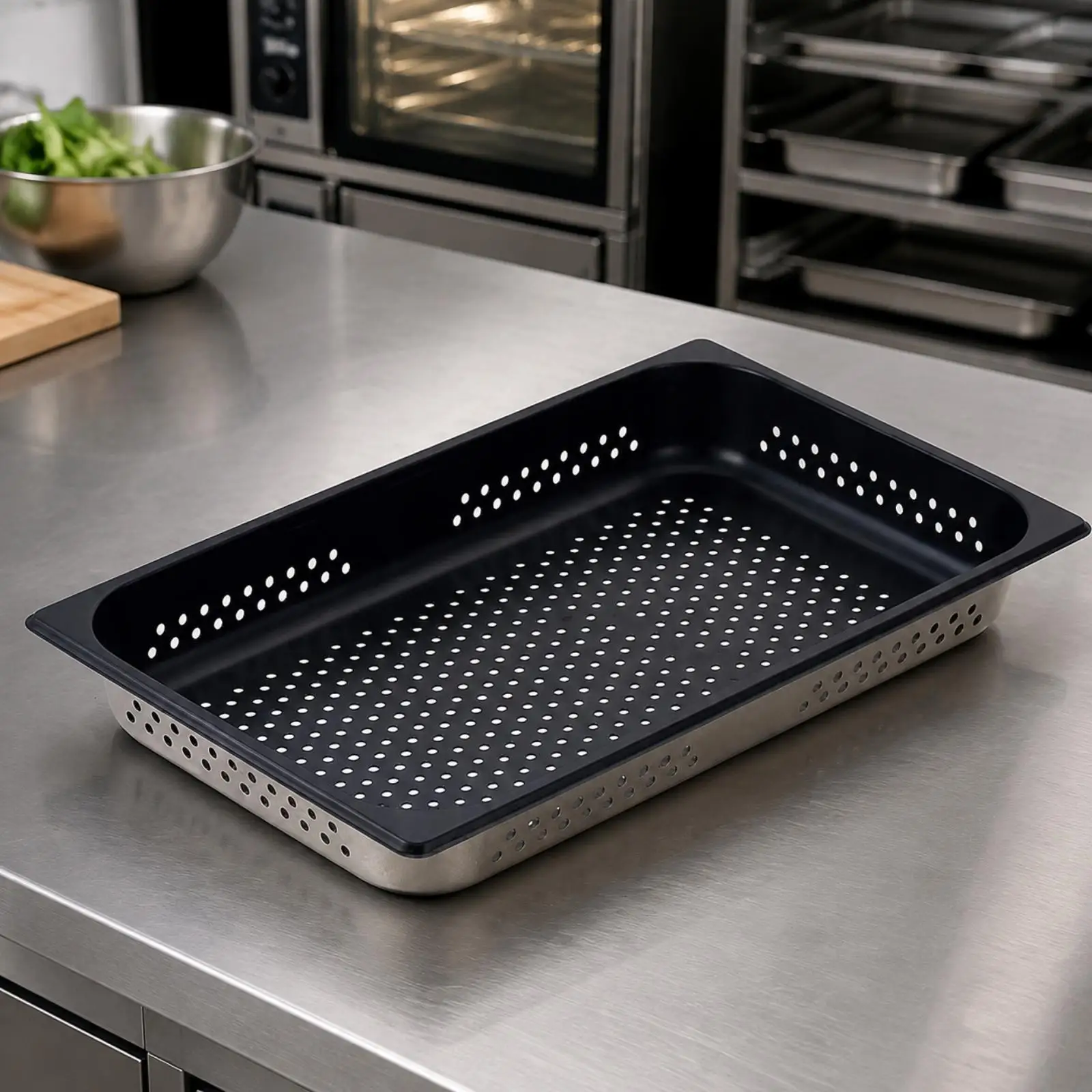 Heavy Duty Perforated Baking Tray Stainless Steel 1/1 Size Nonstick Cooking Sheet for Roasting Grilling Steam Oven Commercial