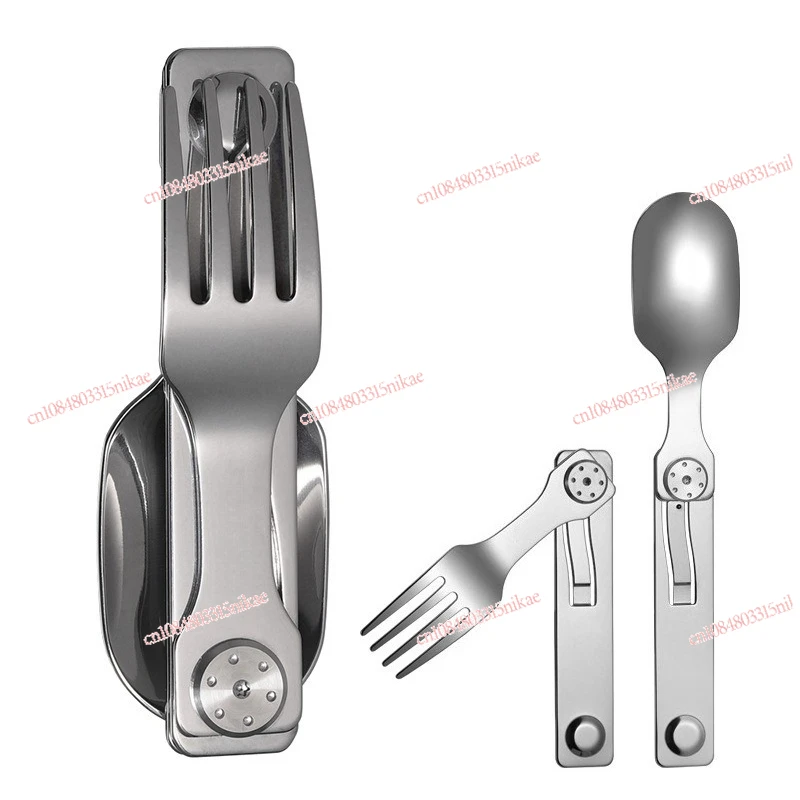 

Outdoor Folding Tableware Set Stainless Steel Portable Camping Utensils (Fork & Spoon)