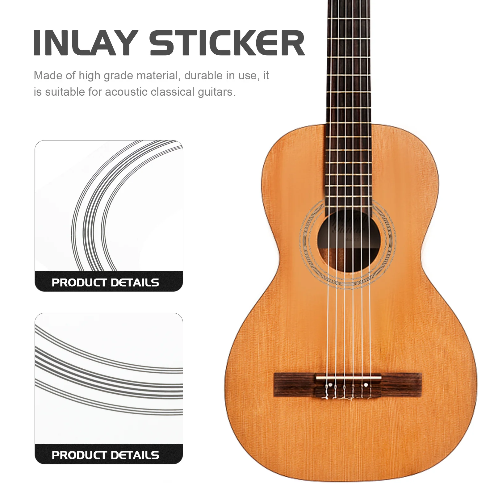 

8Pcs Guitar Sound Hole Rosette Thin Durable Sticker Inlay Ring Decoration for Acoustic Classical Guitar Sound Hole Rosette