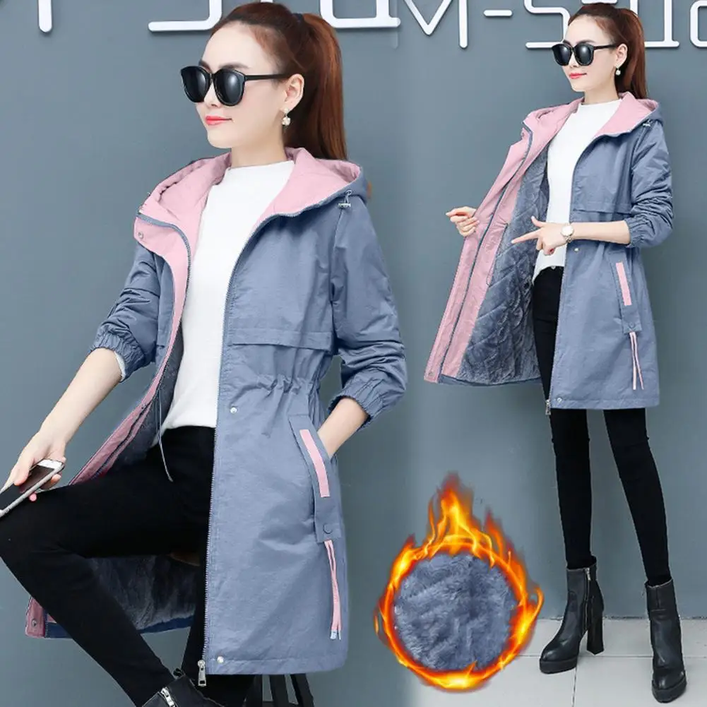 New 2023 Autumn Winter Plus Velvet Warm Jacket Coat Women\'s Long Hooded Sweater Fashion Woolen Jacket Casual Trench Coats 3XL