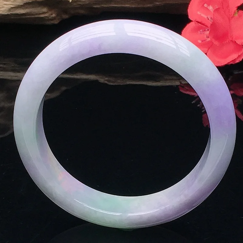 Natural Burmese Grade A Bracelet Ice-Waxy Texture Dark with Floral Inclusions Light Sun Green Jadeite 3