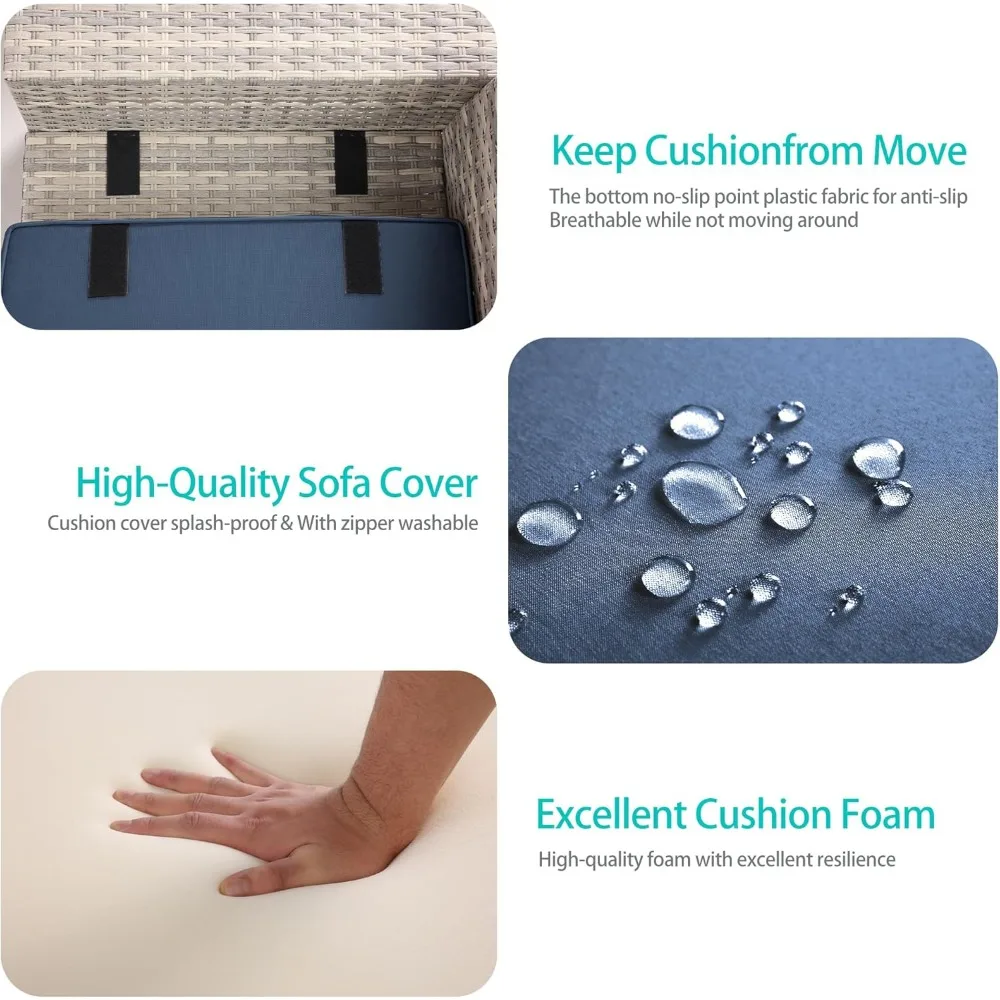 مجموعة أثاث الفناء الخارجي للكرسي الدوار المتأرجح مع أريكة مقطعية من الخوص ومنطقة للمحادثة