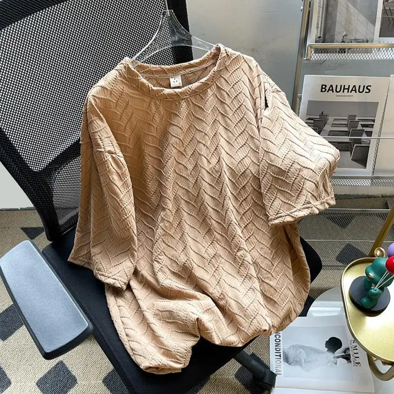 Oversized Normcore T-Shirts Casual Korean printing Solid color O-neck short Sleeve top tee Summer New All-match Loose tee shirt