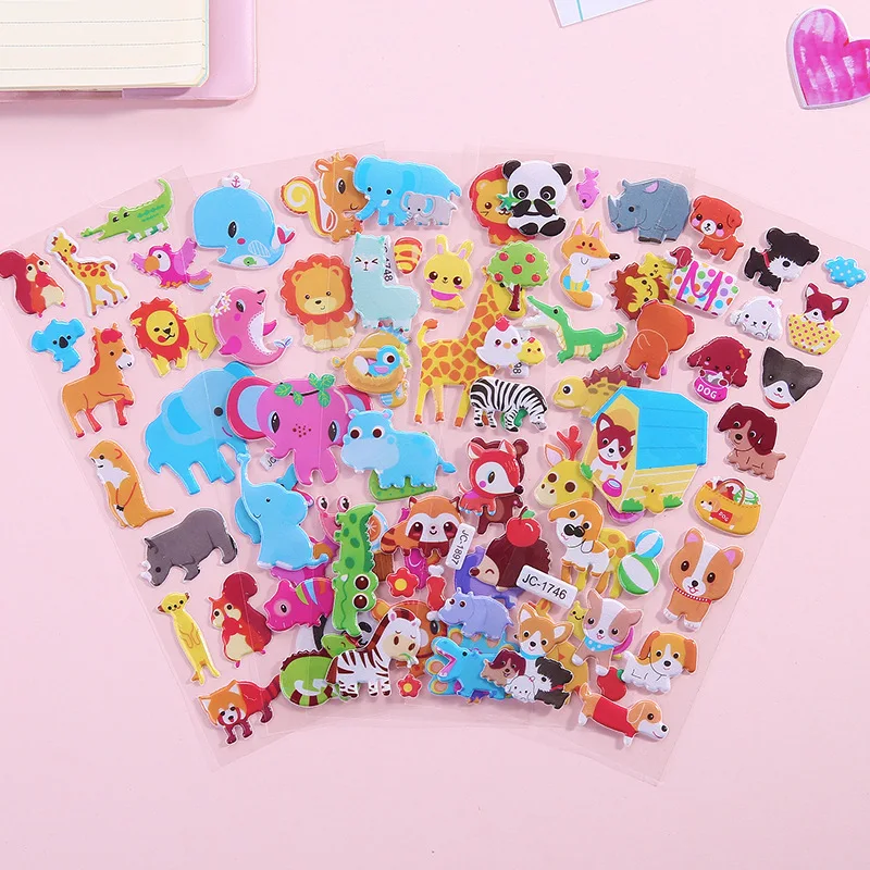 Bubble Stickers 3D Cartoon Animal Waterproof DIY Foam Sticker Baby Toys For Children Boy Girl Loptop Wall Window Home Decor