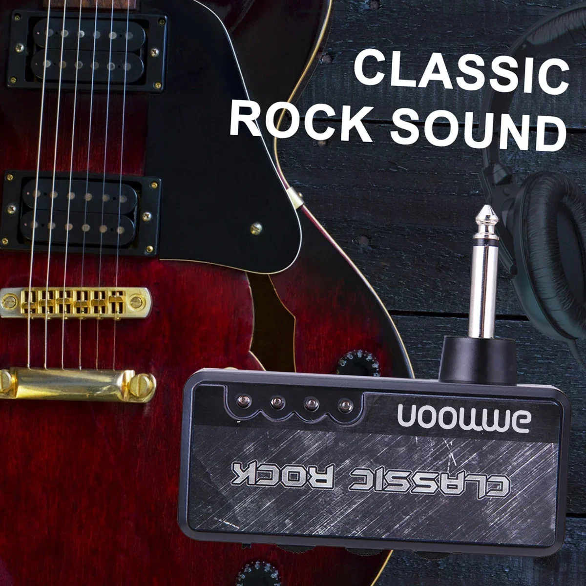 Electric Guitar Headphone Head Phone Kit Amplifier Amp Plug 3.5mm Headphone Jack & Aux in With Classic Rock Distortion Effect