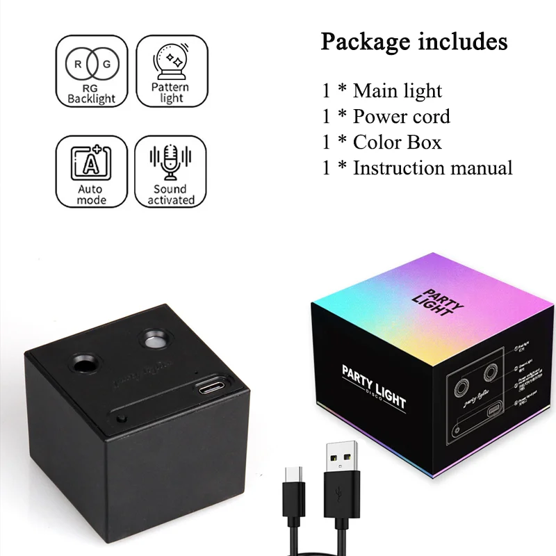 Rechargeable Mini Laser Stage Light Colorful Effect Ambient Lamp Car Camping Outdoor Indoor Decorative 64 Patterns DJ Light