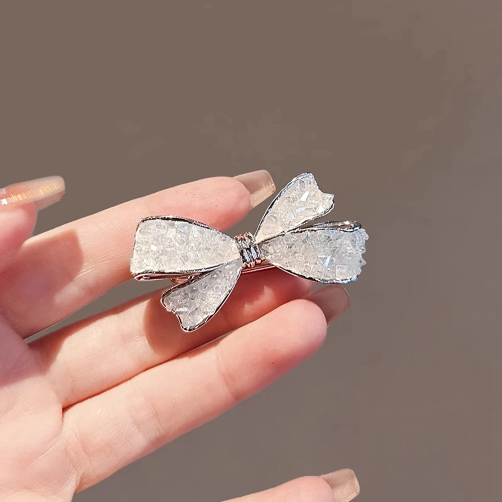 Романтические заколки для волос с бантом для женщин и девочек, блестящие заколки для волос со стразами, нежные модные украшения, аксессуары для волос