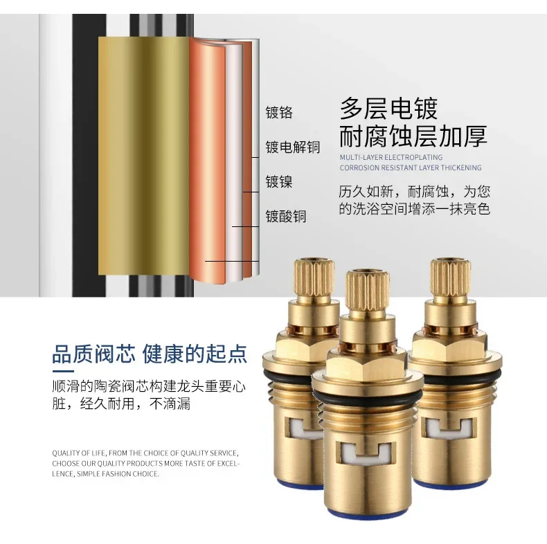 All-copper concealed basin faucet into the wall waterfall face