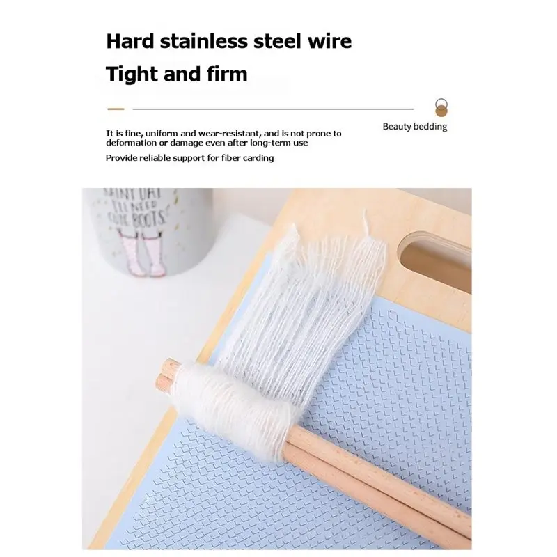 TFORU-Wool Blending Board Wooden Backing Yarn Board 2 Dowel Rods Included For Easy Drafting& Rollag Removal