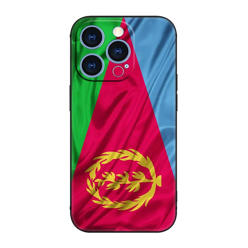 Eritrea Flag Phone Case For Apple iPhone 14 13 12 Mini 11 Pro XR X XS MAX 6S 7 8 Plus 5S SE 2020 2022 Black Cover