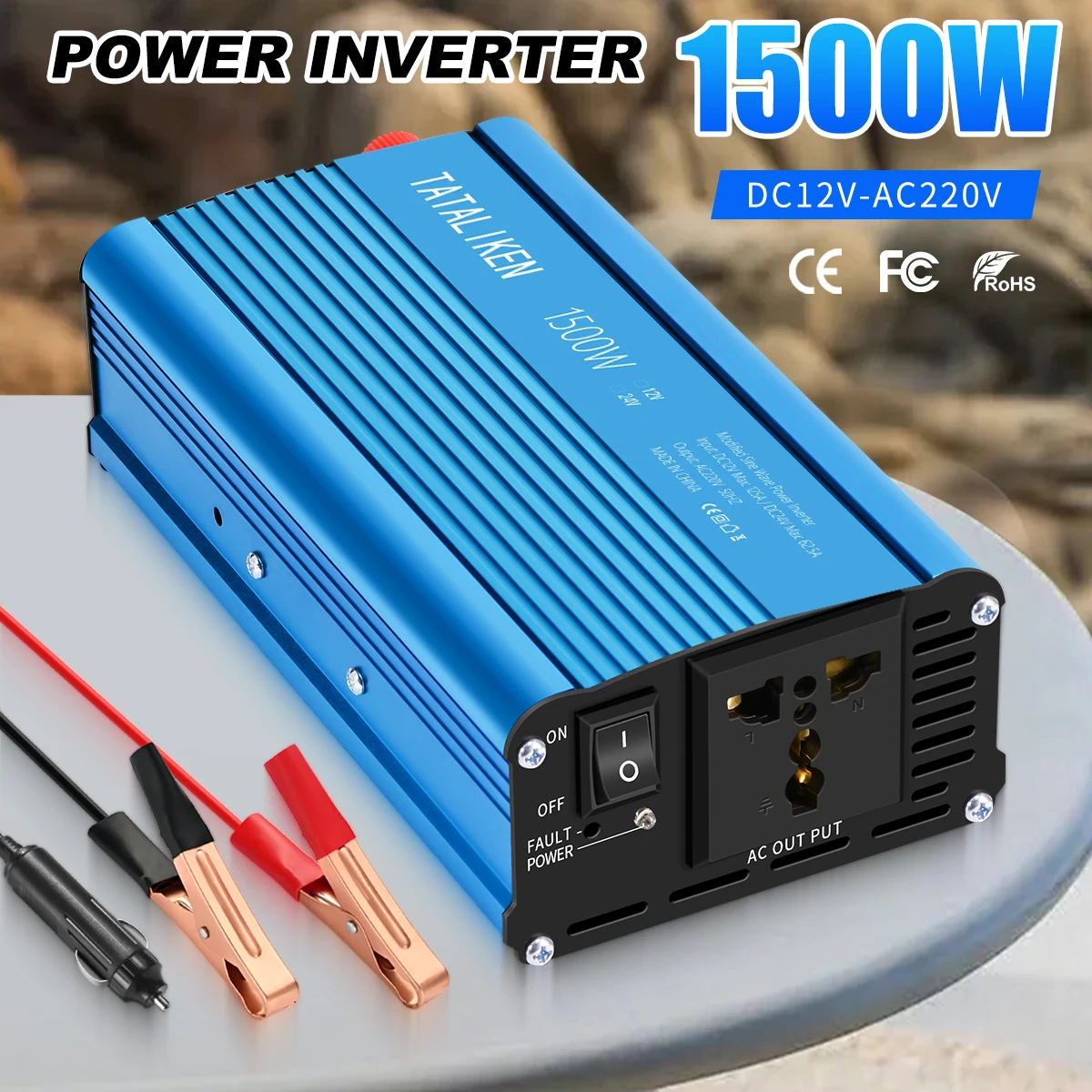 

600W 1500W 2000W vehicle power inverter, 12V or 24V DC to 110V or 220V 60HZ corrected wave inverter