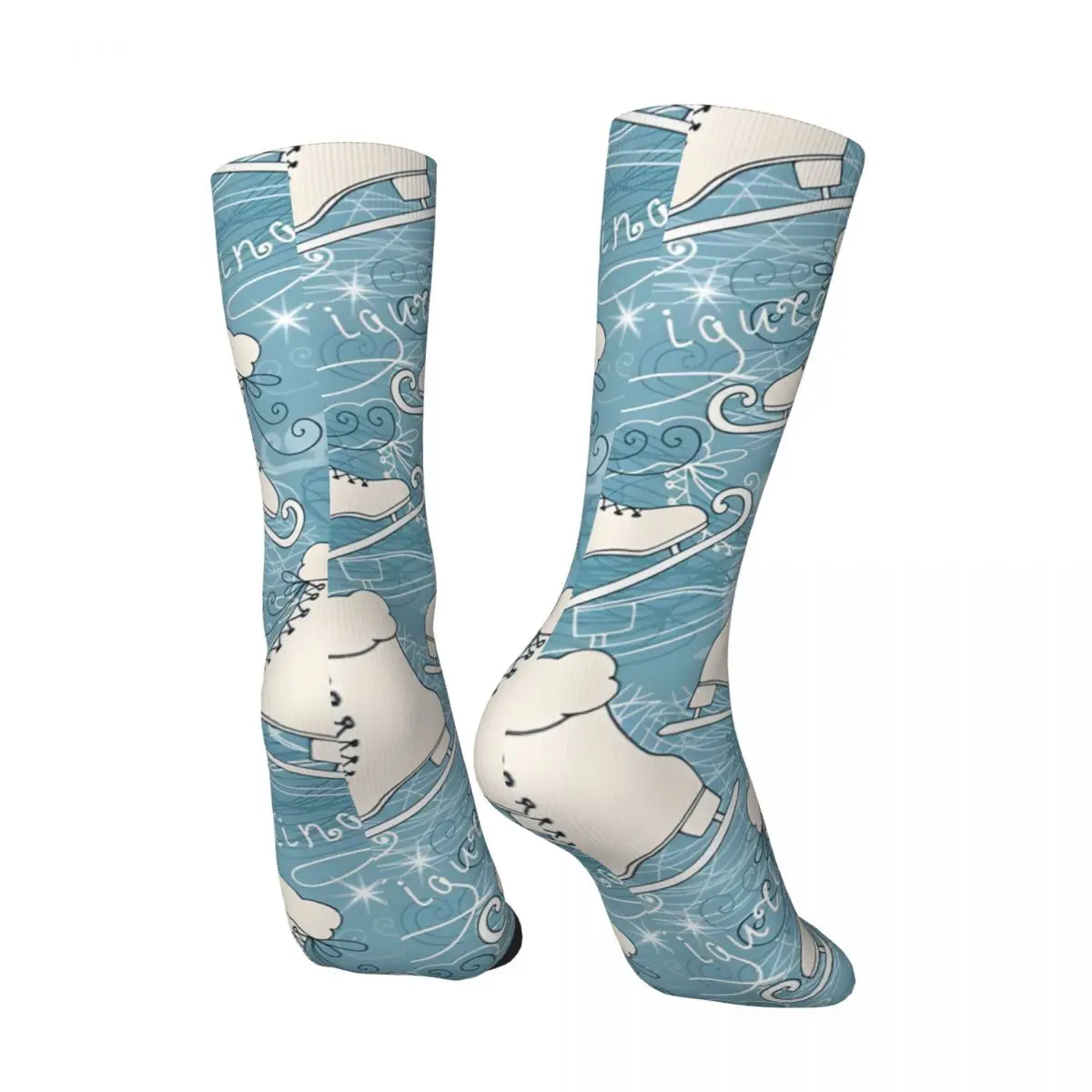 Chaussettes vintage à motif de patinage artistique pour hommes, style de rue Harajuku, nouveauté, décontracté, équipage