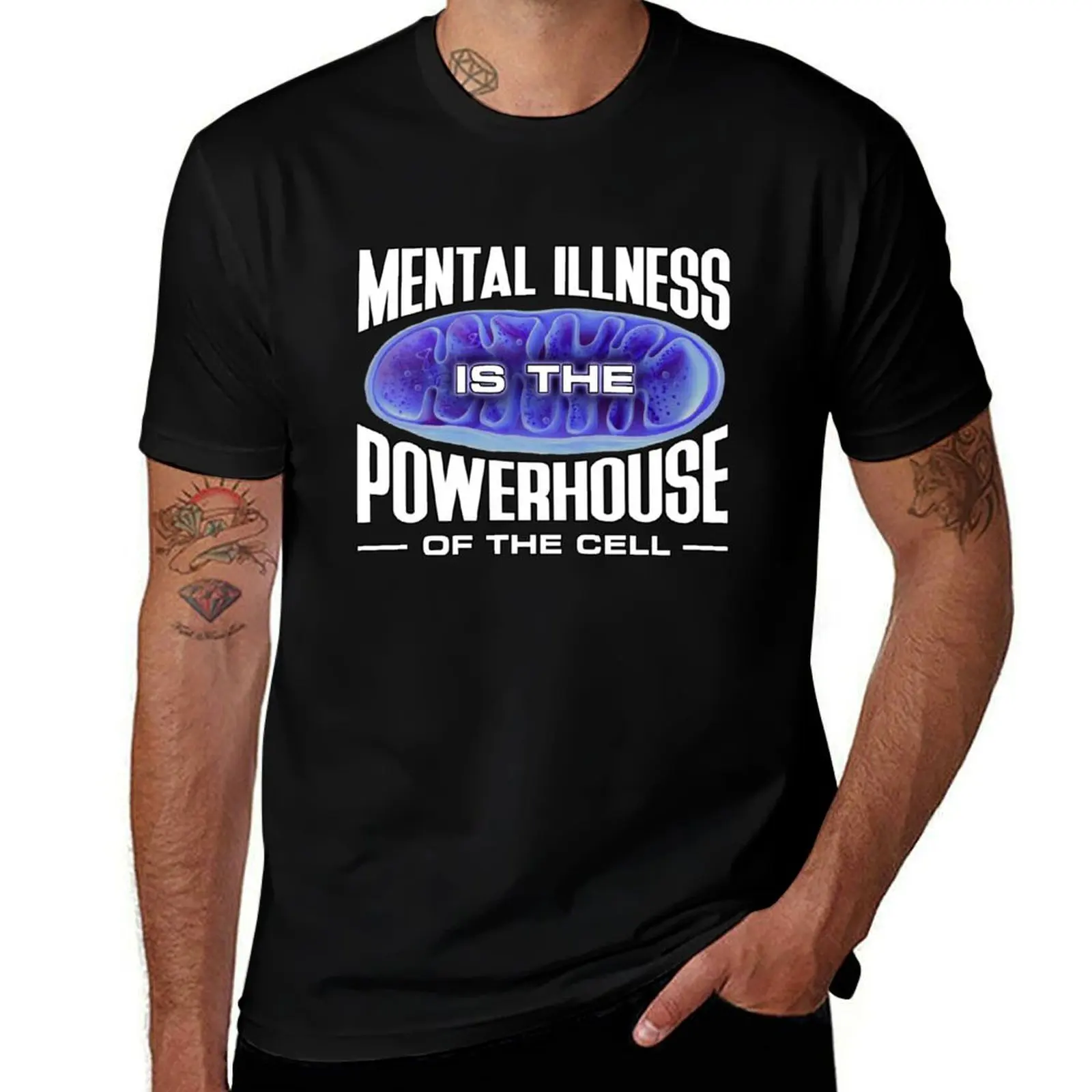 

Mental Illness is the Powerhouse of the Cell - Mitochondria T-Shirt Large Size Casual Tee Shirt