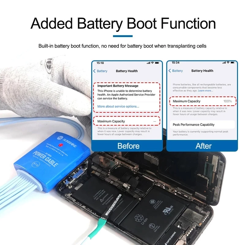 Sunshine SS-905a 7.0 mobile phone repair power cord for iPhone 6-13 series Samsung Original Battery Data One Second Boot Battery