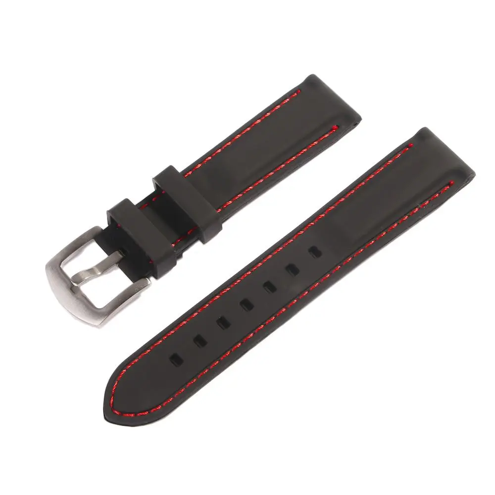 Blcak العالمي 20mm 22mm 24mm مطاط مقاوم للماء الرياضة حزام الساعات حزام الساعة Accs #3