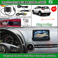 Rear View Backup Camera For Mazda Cx3 CX-3 2015 ~ 2024 C18 pins Adapter OEM Screen Add Reverse Fish Eye CAM with Night Vision