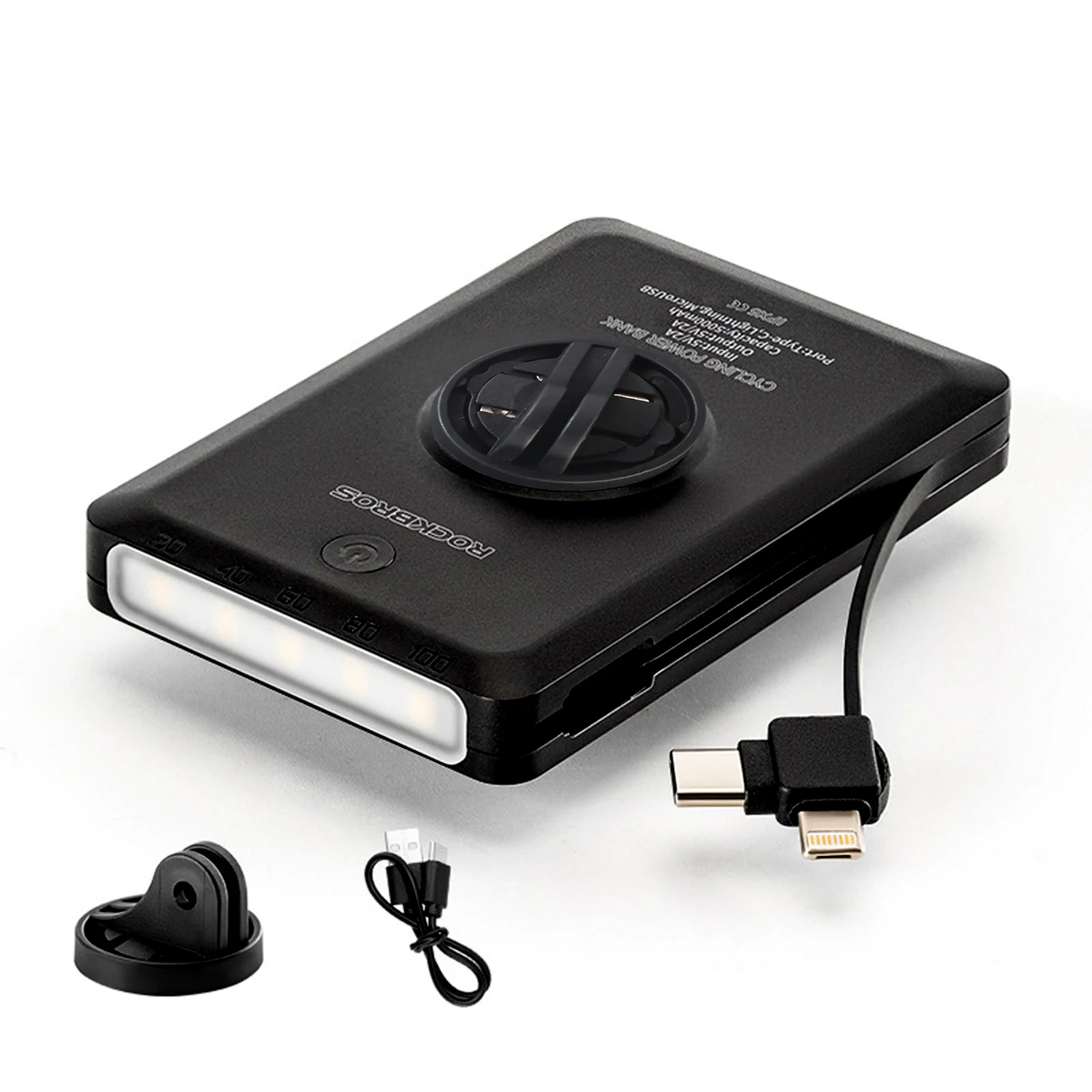 

ROCKBROS Bike Light Power Bank Multifunction Large Capacity PowerBank w Recharging Cable Portable Outdoor Cycle Light Recharger