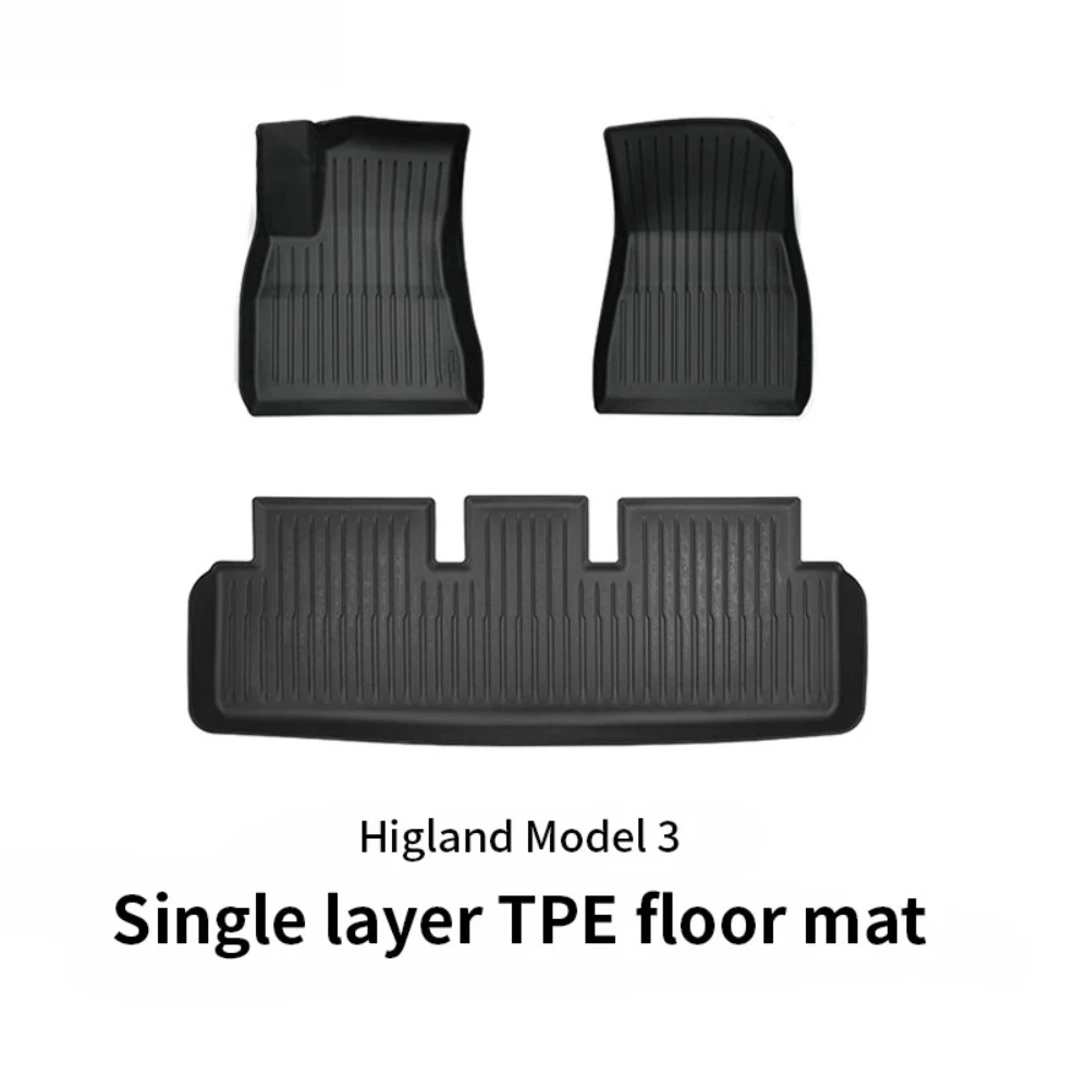 For Tesla Model Highland3 3PCS Master and copilot and back row Floor MatsAbsorbent plastic waterproof foot pad TPE Style  Precis