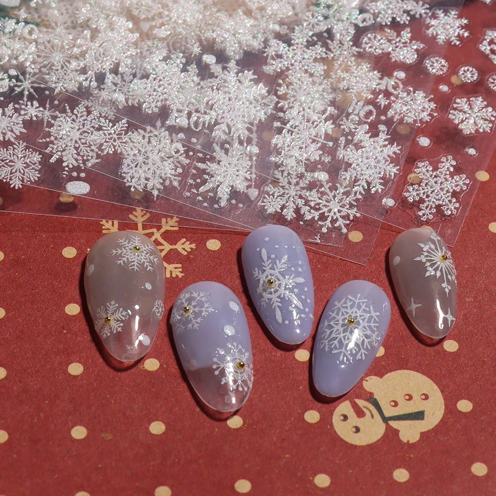 Natal Nail Art Stickers, Decoração de unhas, Fácil de transportar, Adesivo Adesivo Floco de Neve, Nenhum cheiro aditivo