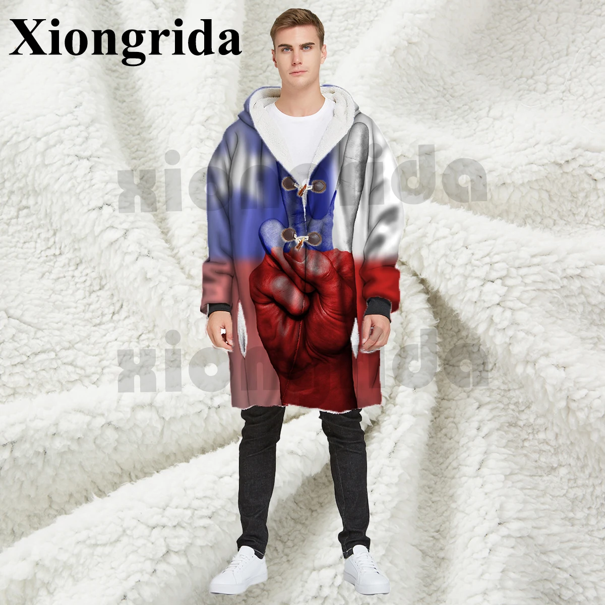 Chile Flag 3D Printed Thick Hoodie Mens Fashion Warm Hooded Cloak Harajuku Casual Chilean Flag Graphic Jacket Coat Winter