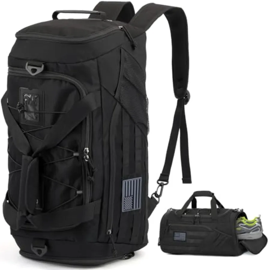 3-in-1 Tactical Travel Duffle Bag Backpack Gym Bags Men 45L Military Sports Duffel Bag with Shoe Compartment and Wet Pocket Mul