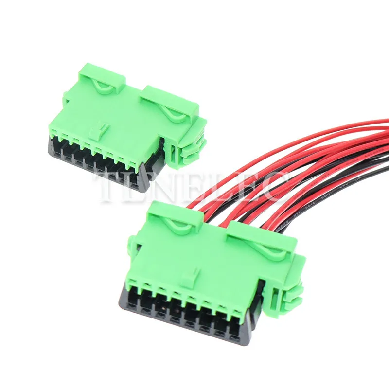 16 Pin Way Automotive Wiring Unsealed Connector With Wires Green Car OBD Diagnostic Plug Auto Electric Wire Socke
