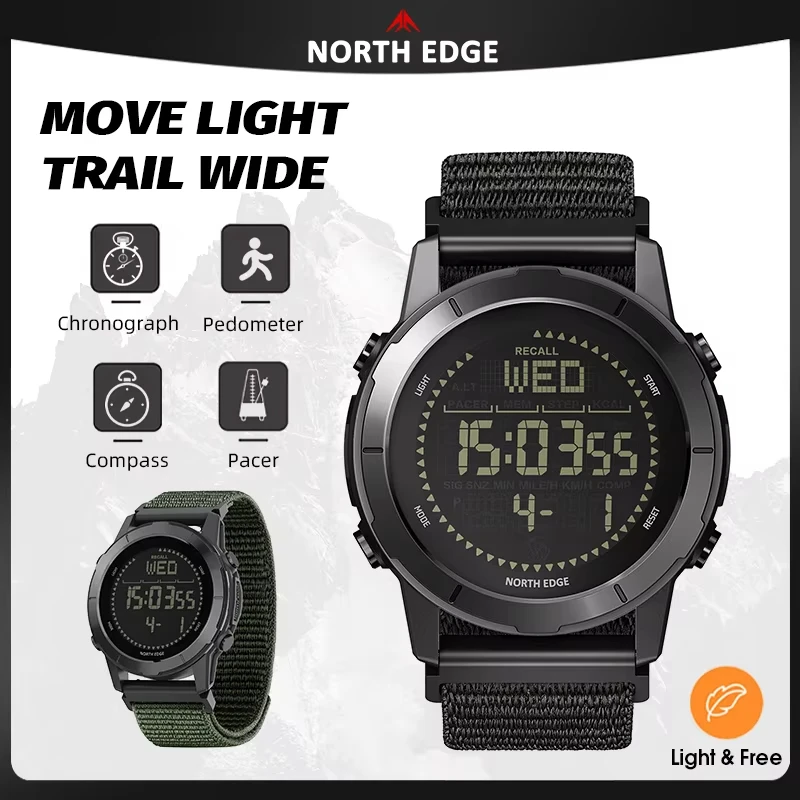 north-edge-litecore-2026-men's-digital-watch-outdoor-sports-super-light-compass-pedometer-waterproof-50m-electronics-wristwatch