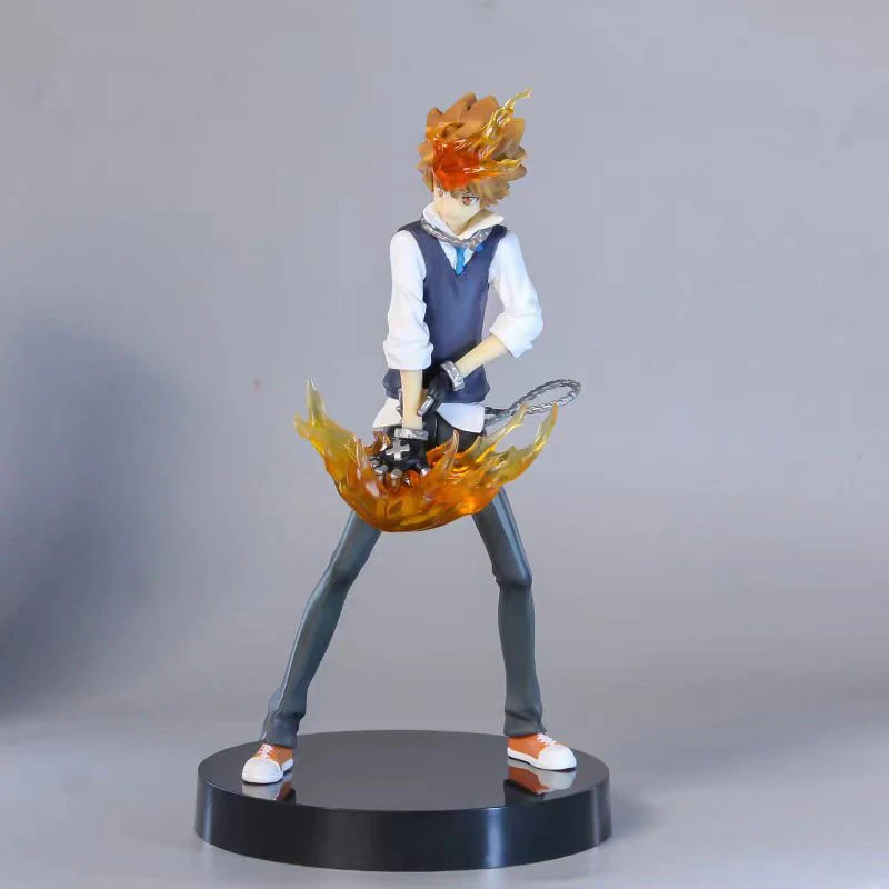 New 18cm HITMAN REBORN! Sawada Tsunayoshi Anime Peripheral Cool Boy Figure Standing Model Pvc Statue Desktop Decoration Ornament