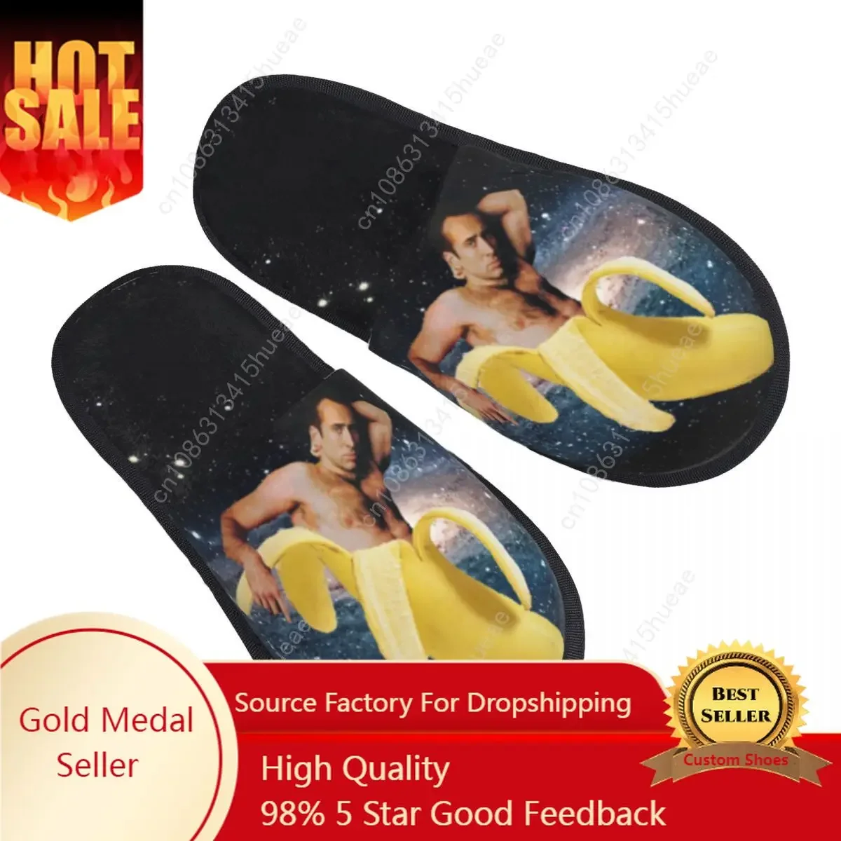 

Nicolas Cage In A Banana Guest Slippers for Bathroom Women Custom Print Space House Slipper