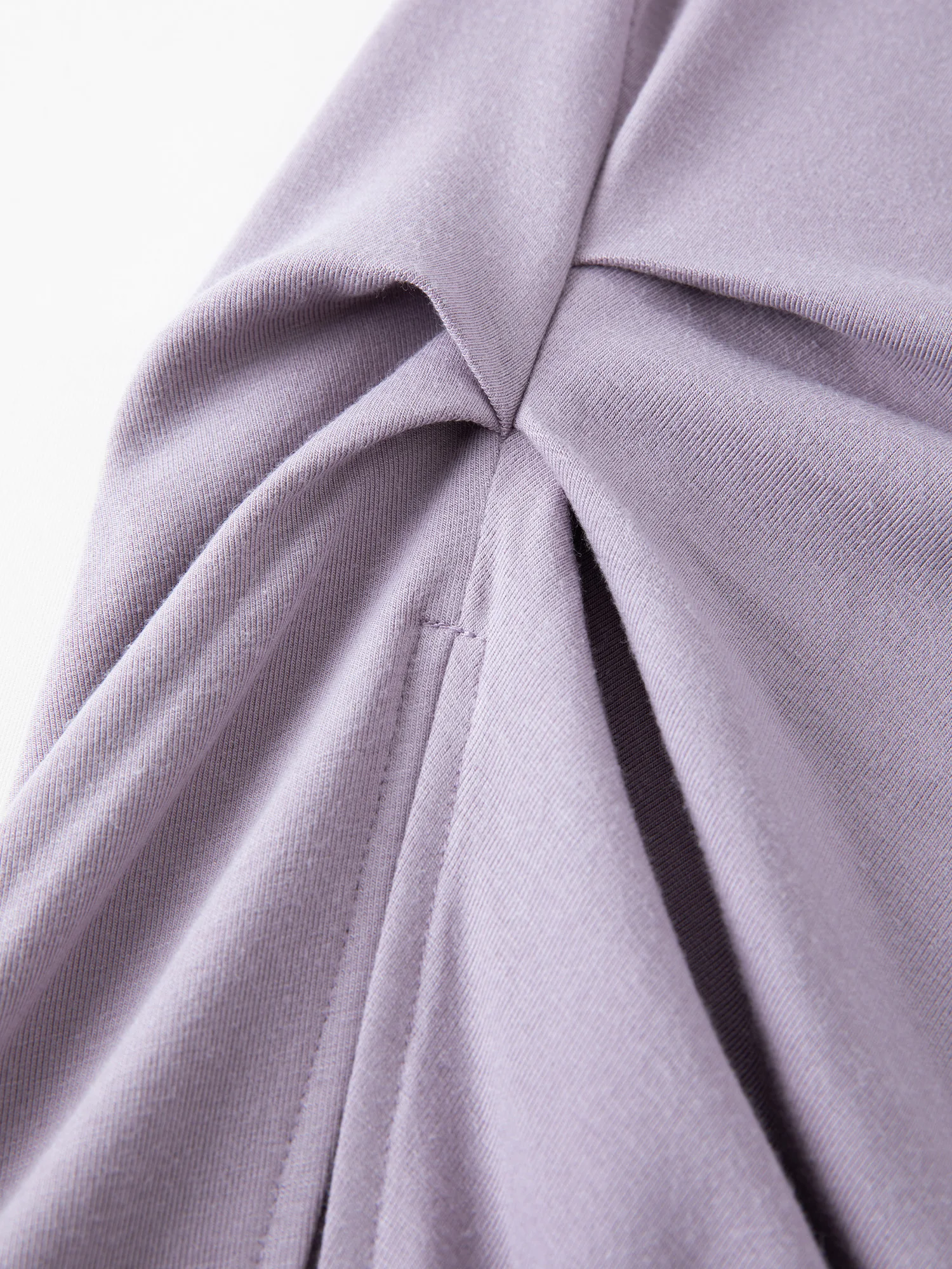 DUSHU Damen Off-Shoulder Drapierter Wasserfallausschnitt Langarm T-Shirt, Minimalistisches, Gerafftes, Schlankes, Elegantes Casual-Mode-Oberteil – Detail 29