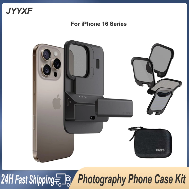 JYYXF Photography Phone Case for iPhone 16 Pro Max MagSafe Video Recording Base Cover With ND Blackmist Star Filter Kit SSD Card