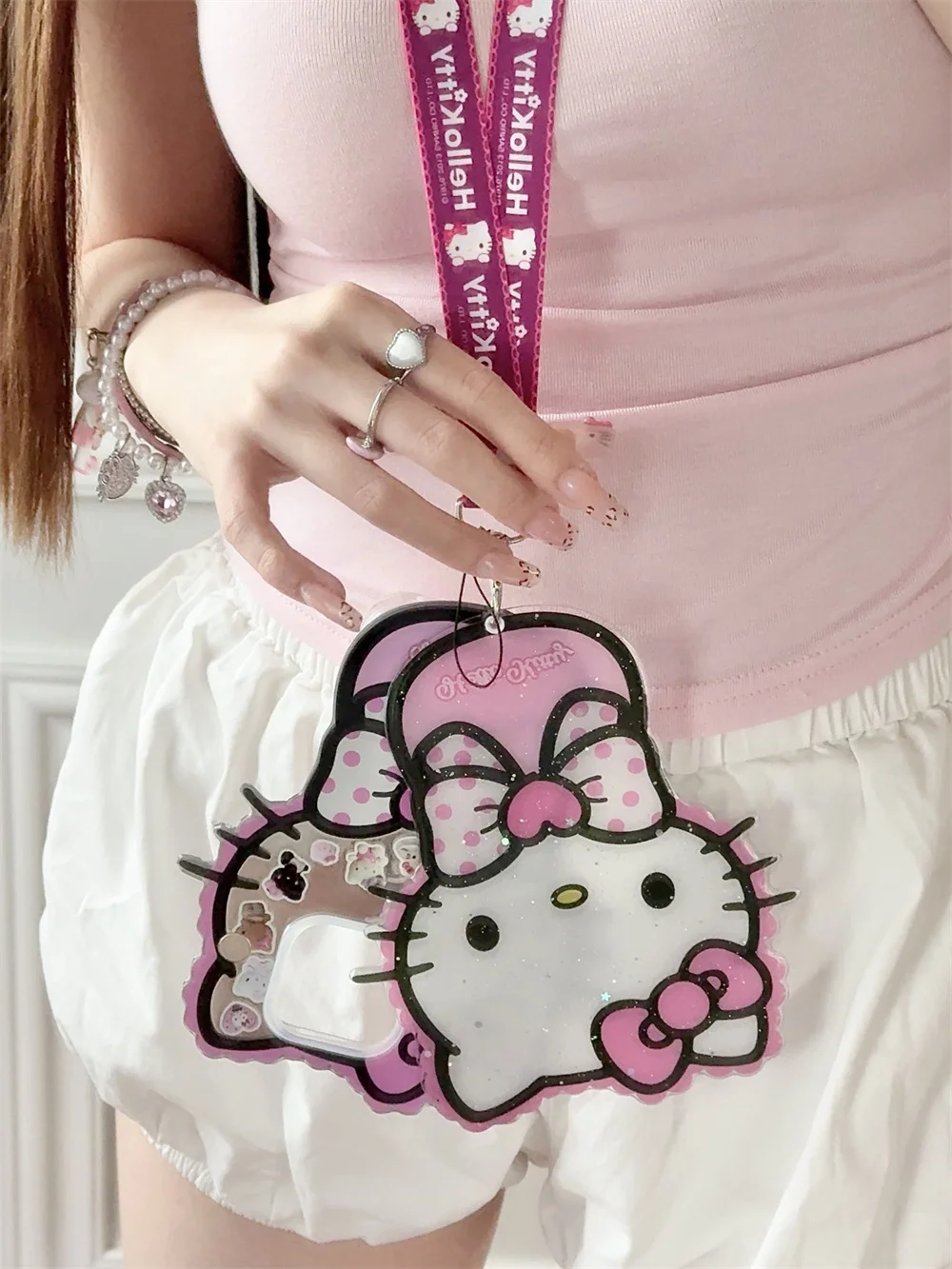 جديد HelloKitty Crossbody فاخر أنيق للصدمات آيفون 16 15 14 13 برو ماكس لطيف الكورية INS جميل مكافحة سقوط جراب هاتف #2