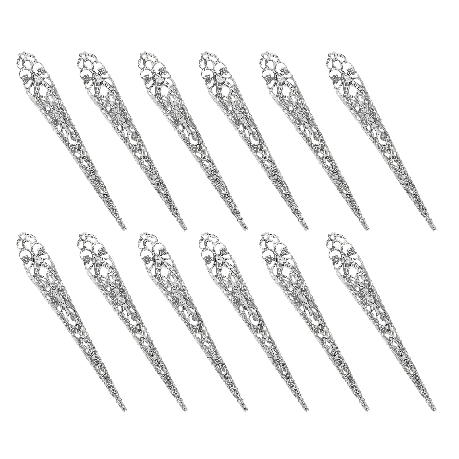 20 stuks Gothic Nail Claw Ringen Holle Metalen Kunstnagels voor Vrouwen Halloween Kostuum Props Vintage Vingertop Sieraden Party