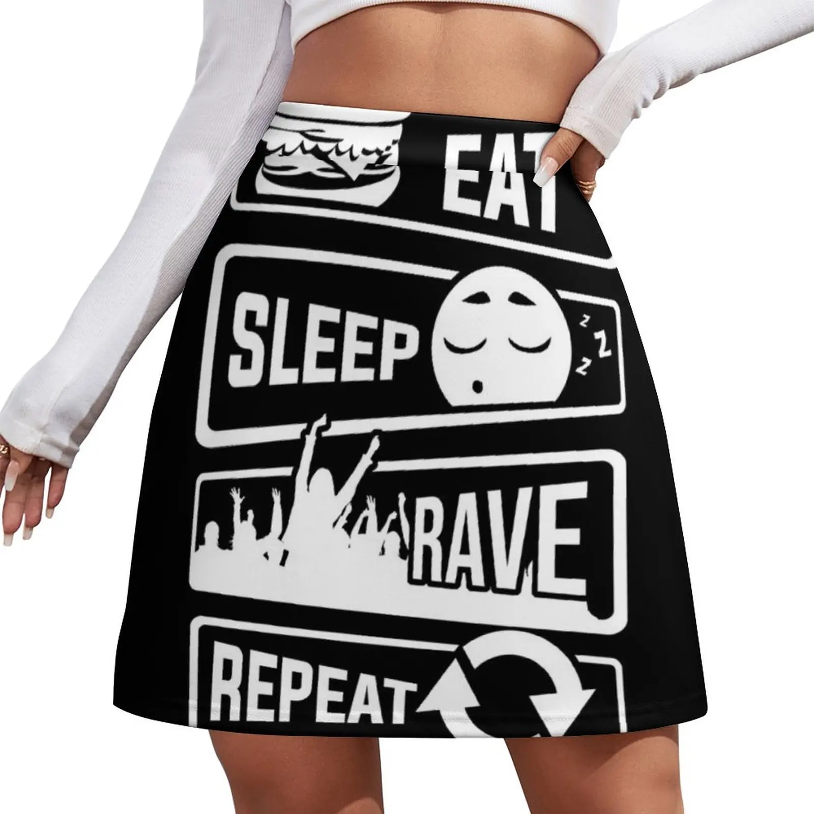 Eat Sleep Rave Repeat - Party Celebrate Music Electro Mini Skirt luxury women's skirt Women's clothing Mini Skirt