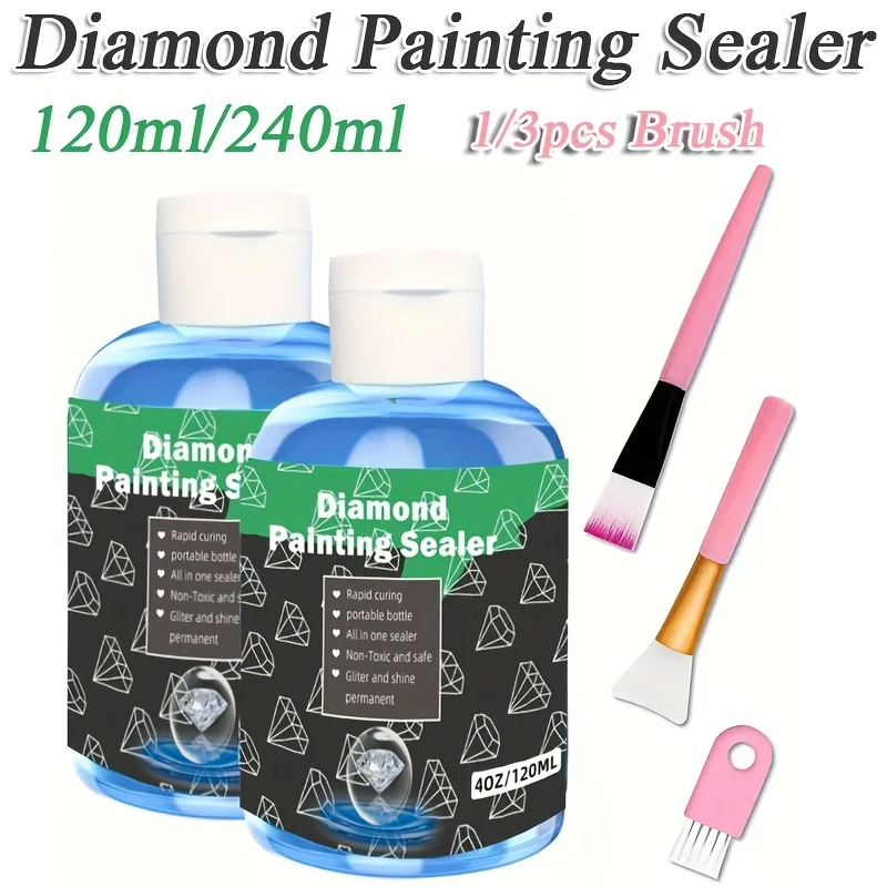 

120ml/240ml DIY Diamond Painting Sealer Puzzles Glue Anti Detachment Brightening Agent Waterproof Sealant With 1pc OR 3pcs Brush