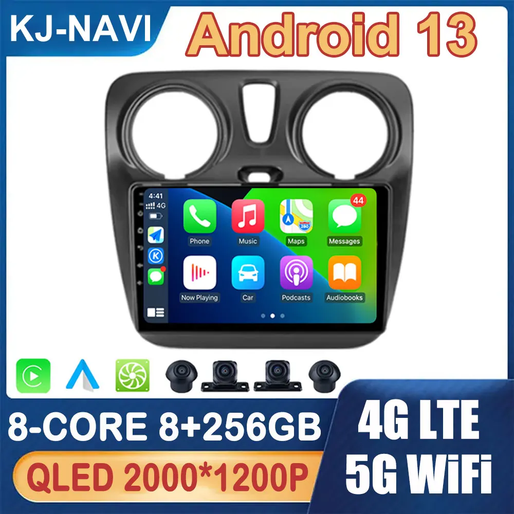 

for Renault Lodgy 2021 Dokker 2012 - 2020 Android 13 Car Radio Multimedia Video Player Navigation GPS 4G LTE 5G WiFi No 2Din DVD