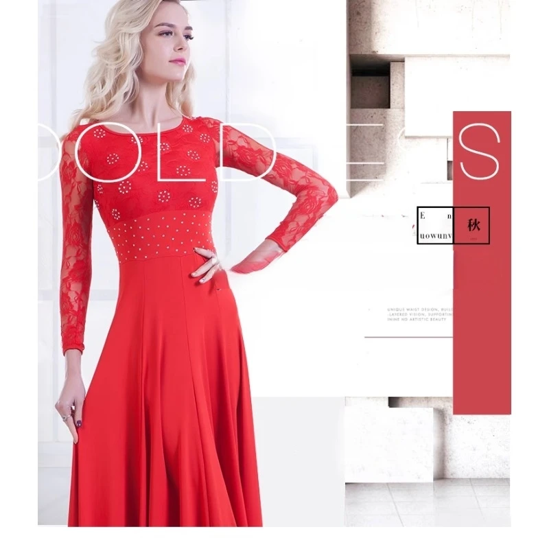 

Modern Dance Dress Long Sleeved Ballroom Dance Dress Ballroom Dance Costume Waltz Dance Dress Performance Costume