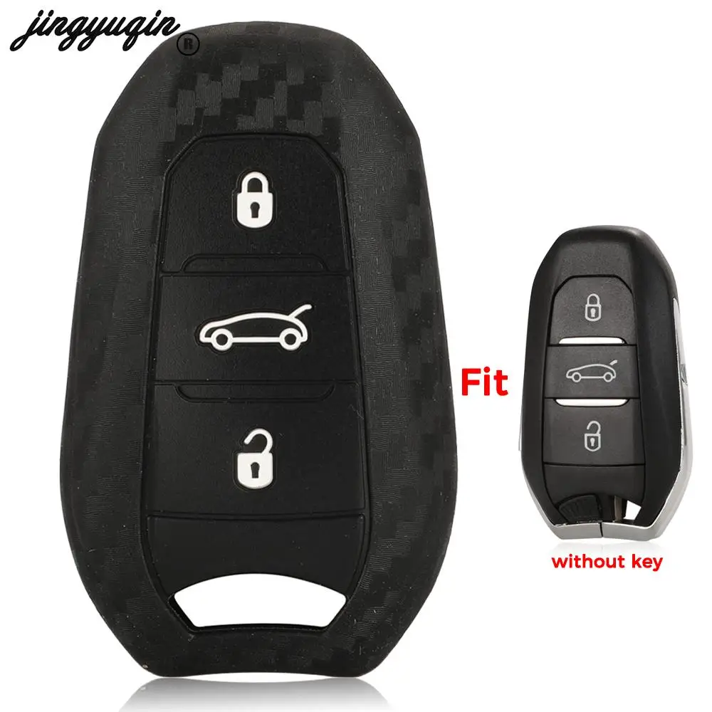 jingyuqin For Citroen C3 C5 C4 C4L DS4 DS5 Fit Peugeot 308 408 508 3008 5008 Opel Carbon Fiber Silicone Smart Car Key Case Cover