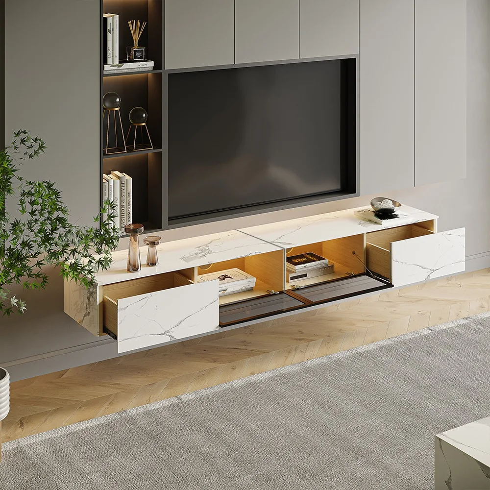 Slate TV cabinet coffee table combination modern simple small apartment living room light luxury wall mounted floor cabinet TV