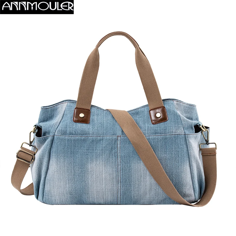 Annmouler Luxury Bags for Women Fashion Large Capacity Handbag Denim Tote Bag Female Shoulder Bag sac a main femme 2022 Purse