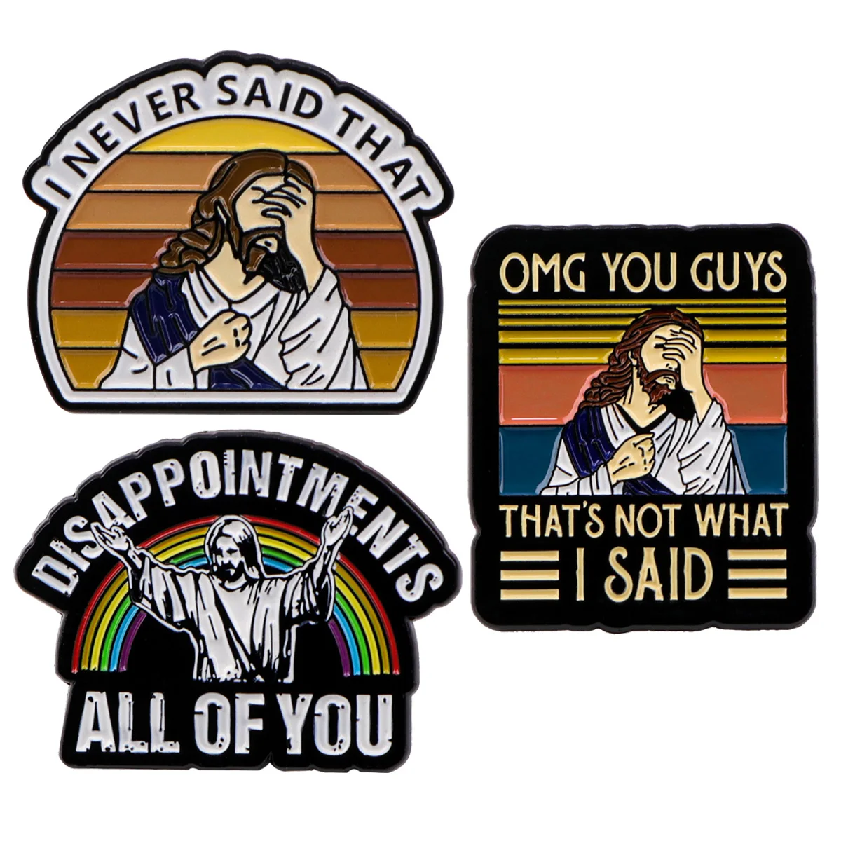 Vintage I Never Said That Lustige Jesus Emaille Pin Brosche Pines Anstecknadeln Abzeichen auf Rucksack Kleidung Accessoires Modeschmuck – Detail 6
