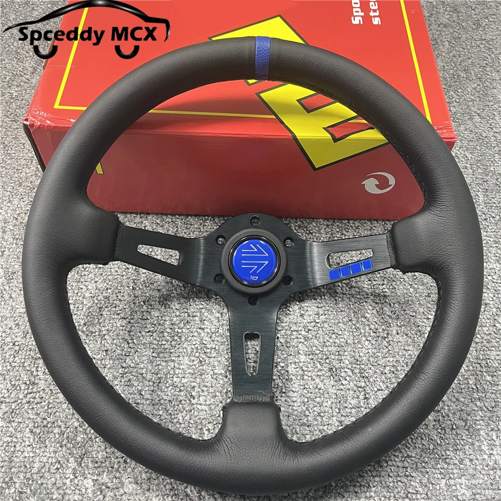 Universal 13inch/13.5inch 335mm Modification Racing Sport Steering Wheel Large Concave Deep Corn Real Leather Accessories