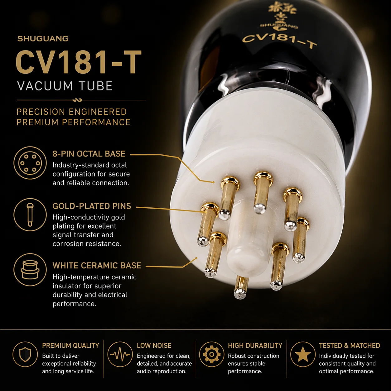 Shuguang CV181-T Precision Matched Vacuum Tube Upgrade 6SN7 CV181 6N8P 6H8C Low Noise HiFi Audio Preamp Amplifier Valve