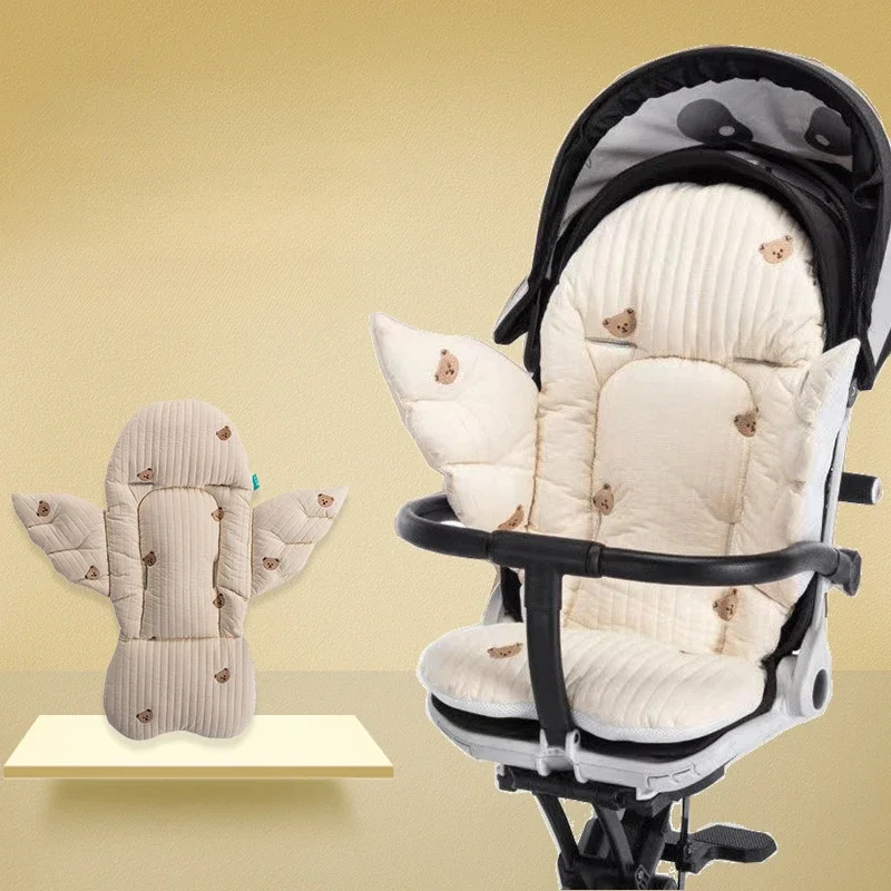 Baby stroller cotton cushion walking baby stroller cushion thickened embroidery four seasons universal cotton breathable